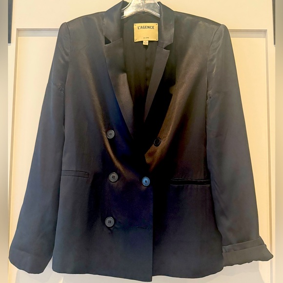 L’AGENCE Silk Double Breasted Blazer size 6